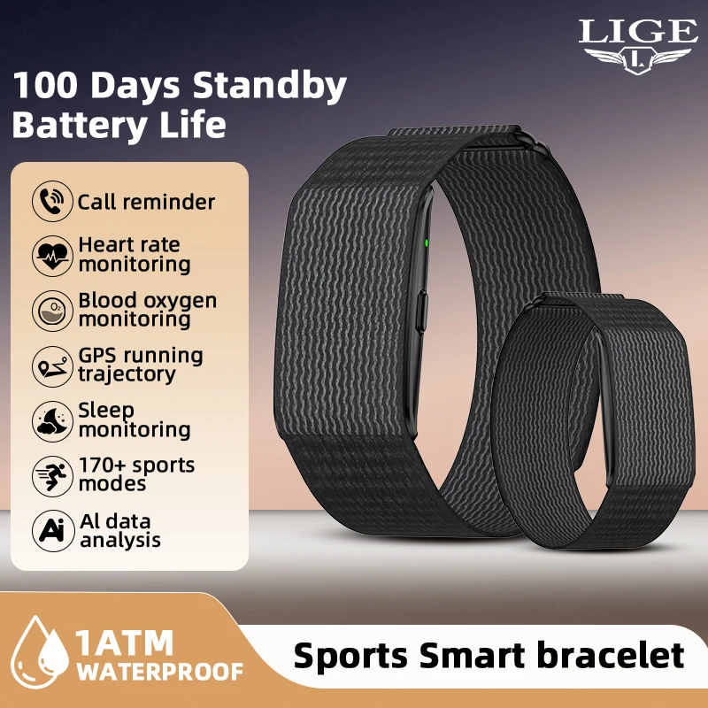 LIGE NO Screen Smart Wristbands Heart Rate Sleep AI Health Monitor Smart Bracelet with Incoming Call Notification Men Smartwatch