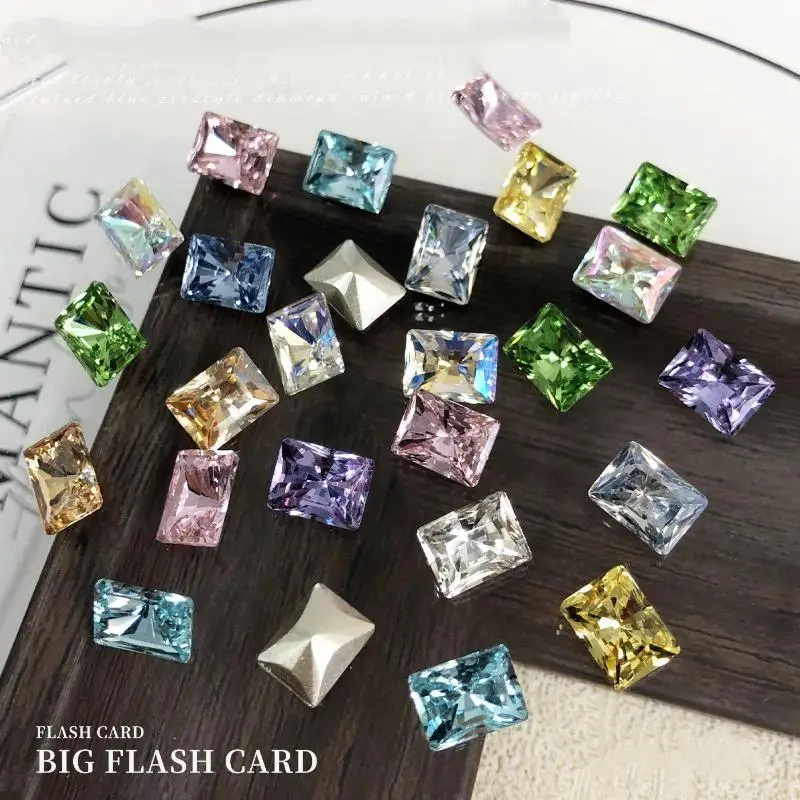 5PCS 6x8mm Assorted Colors Rectangular Cut Cubic Zirconia With Shiny Finish Perfect For DIY Nail Art Jewelry Craft Design