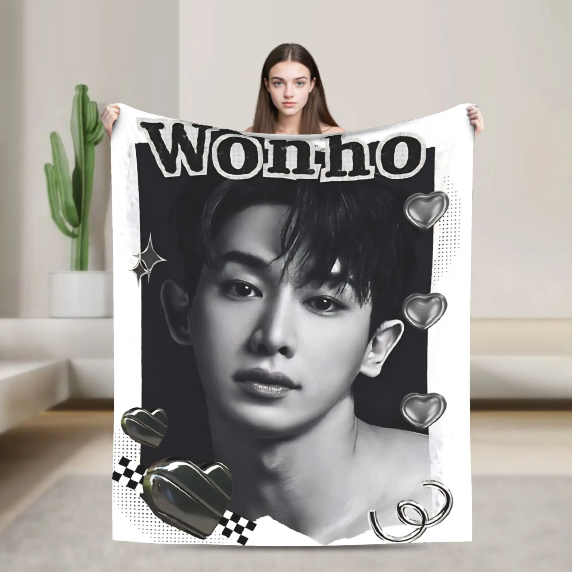 Wonho Korean Idol Blanket Monster Hip Hop Brand Wool Awesome Warm Throw Blanket for Home Summer