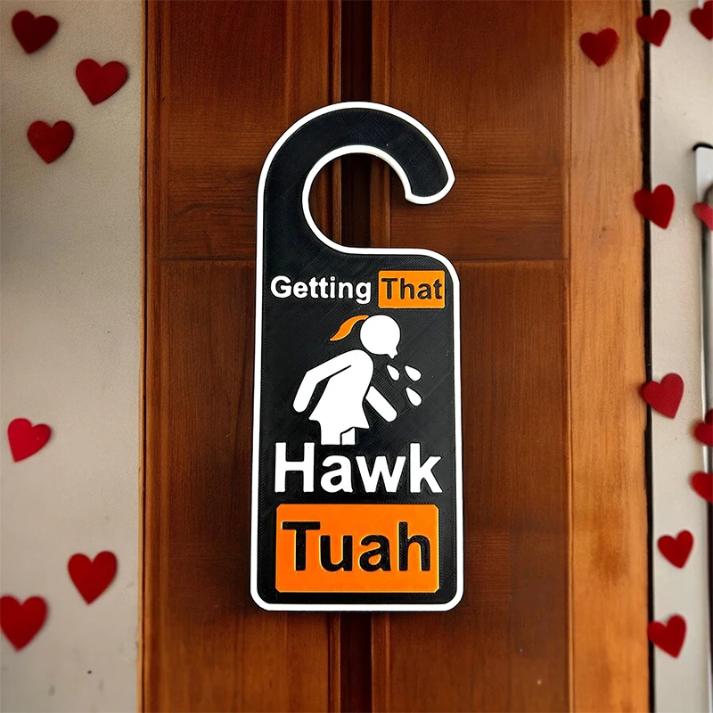 Hawk Tuah Spit On That Thang Funny Door Knob Hanger  Emoji Stickers Prank Gifts