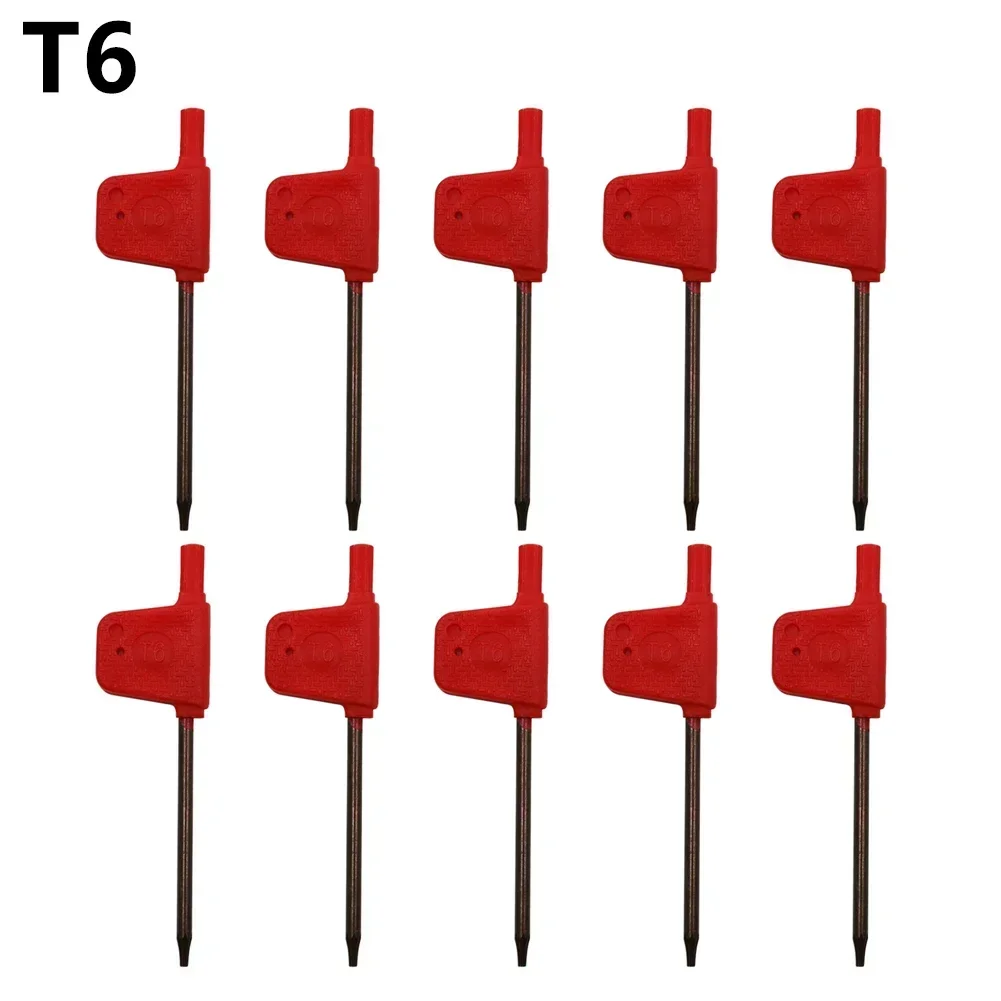 Juego de llaves de destornillador Torx tipo bandera roja, adecuado para taladros manuales y destornilladores eléctricos, 10 Uds.