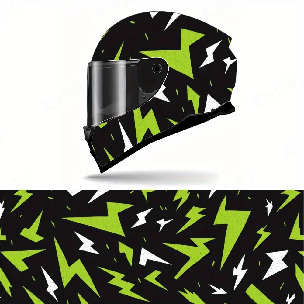 Adesivo Gráfico Abstrato Futurista Geométrico Moderno Inspirado em Tecnologia para Capacete de Moto, Decalque Gráfico de Corrida em PVC Autoadesivo e 