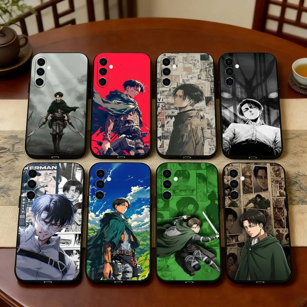AOT L-Levi A-Ackerman Phone Case For Samsung Galaxy A73,A72,A71,A70,A53,A52,A51,Soft Silicone Black Cover