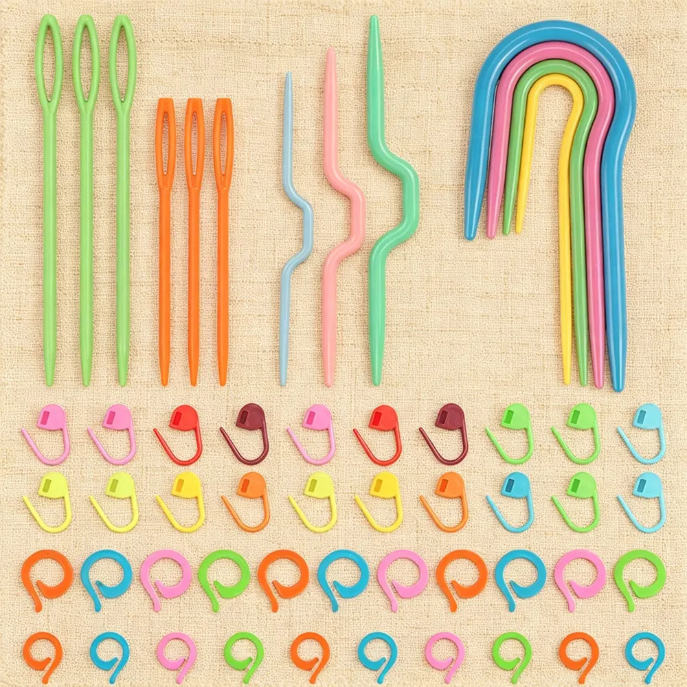 53Pcs Knitting Cable Needles Sewing Needles Long Plastic Knit Stitch Knitting Needles Crochet Hook Craft Knitting Tools