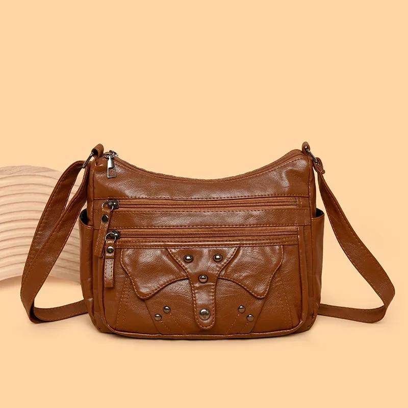 Women 2025 New Soft Leather Women Shoulder Messenger Bag in The Elderly Mother Bag Versatile Premium Tote Shoulder Bag