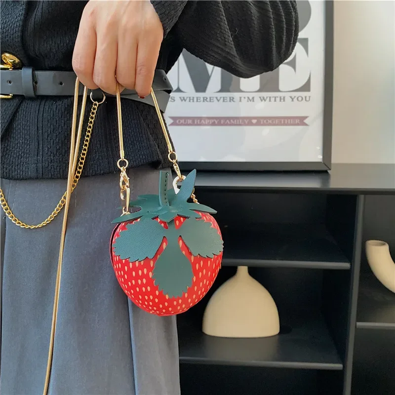 Cute Strawberry Shoulder Bag Women Small Chain Crossbody Bag Cute Phone Bag