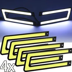 4PCS U Shape Bright LED External Light  Car Styling DRL Daytime COB LED Light Auto DC 12V Running Light for Car Driving Fog Lamp