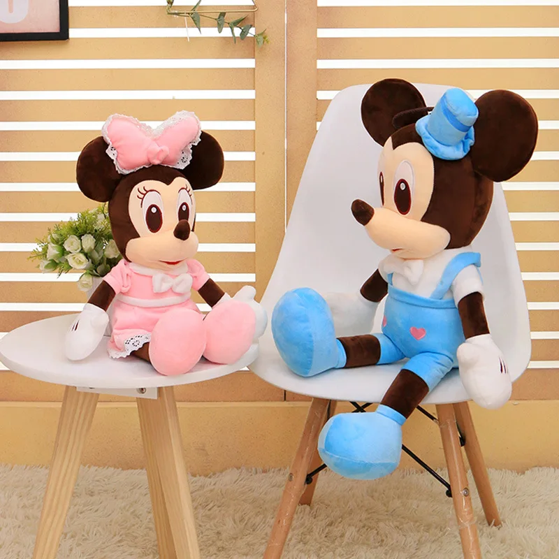 50/110cm Disney Kawaii Mickey Mouse Stuffed Plush Doll Pink Minnie Mouse Plushie Toys Cartoon Anime Birthday Children Gifts