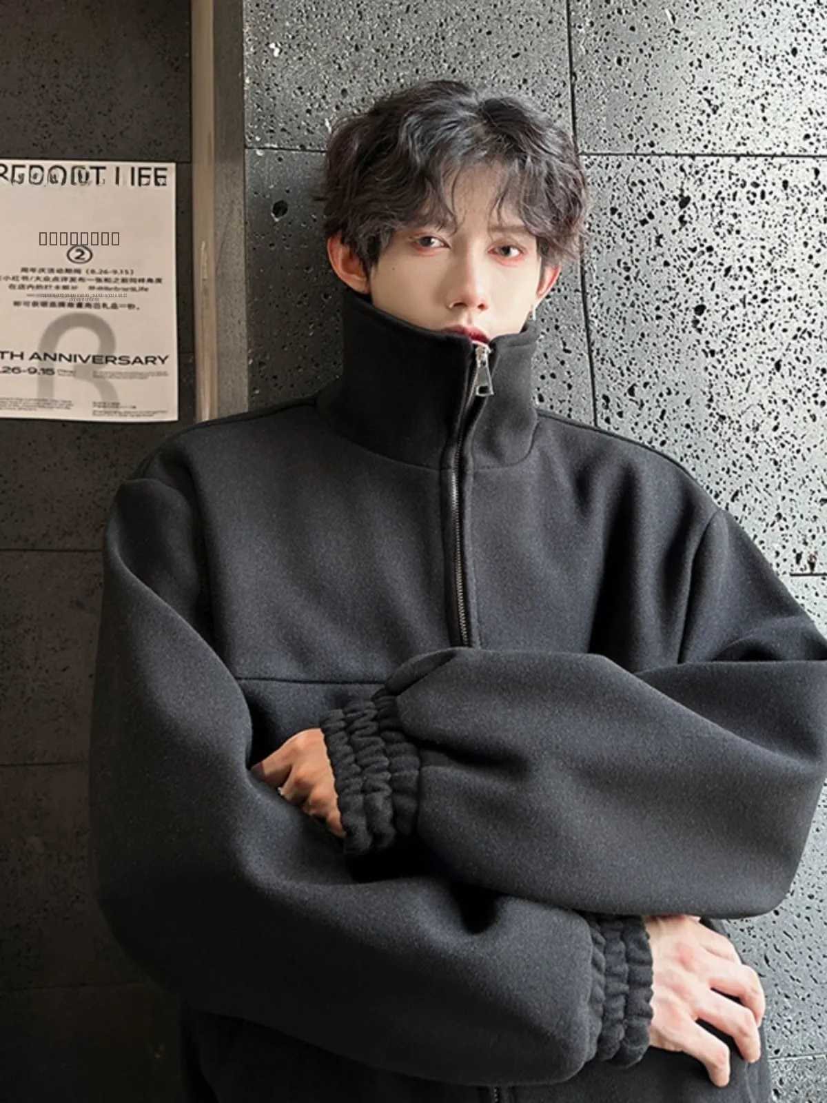 

Cleanfit Men's Woolen Jaet ort Flight Sle Autumn Winter Faion Brand Casual Haome American Upper Apparel