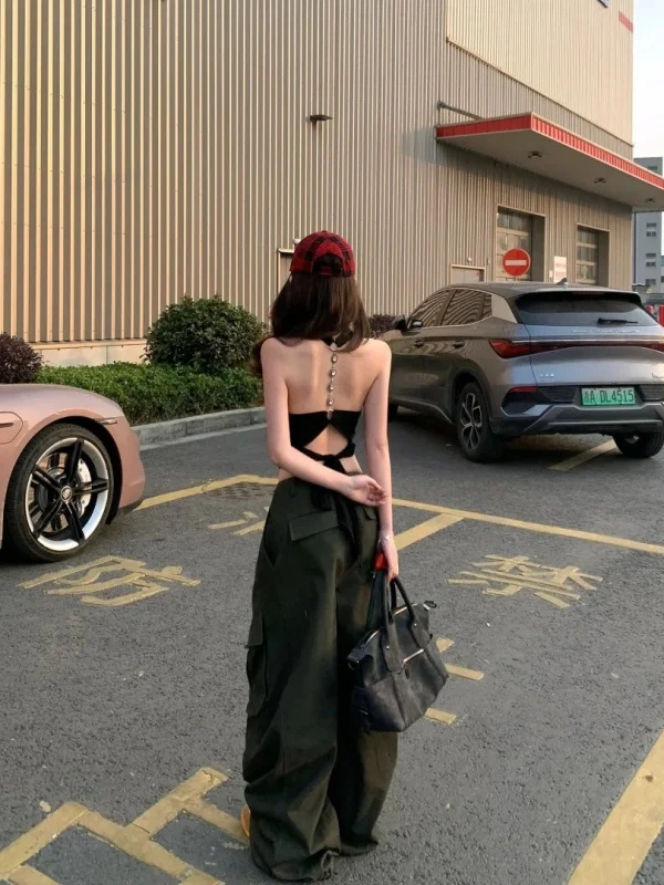 

Pure Desire, сексуальный укороченный топ Bal и свободные широкие брюки с высокой талией, женский комплект Faion, весна-лето, повседневная одежда