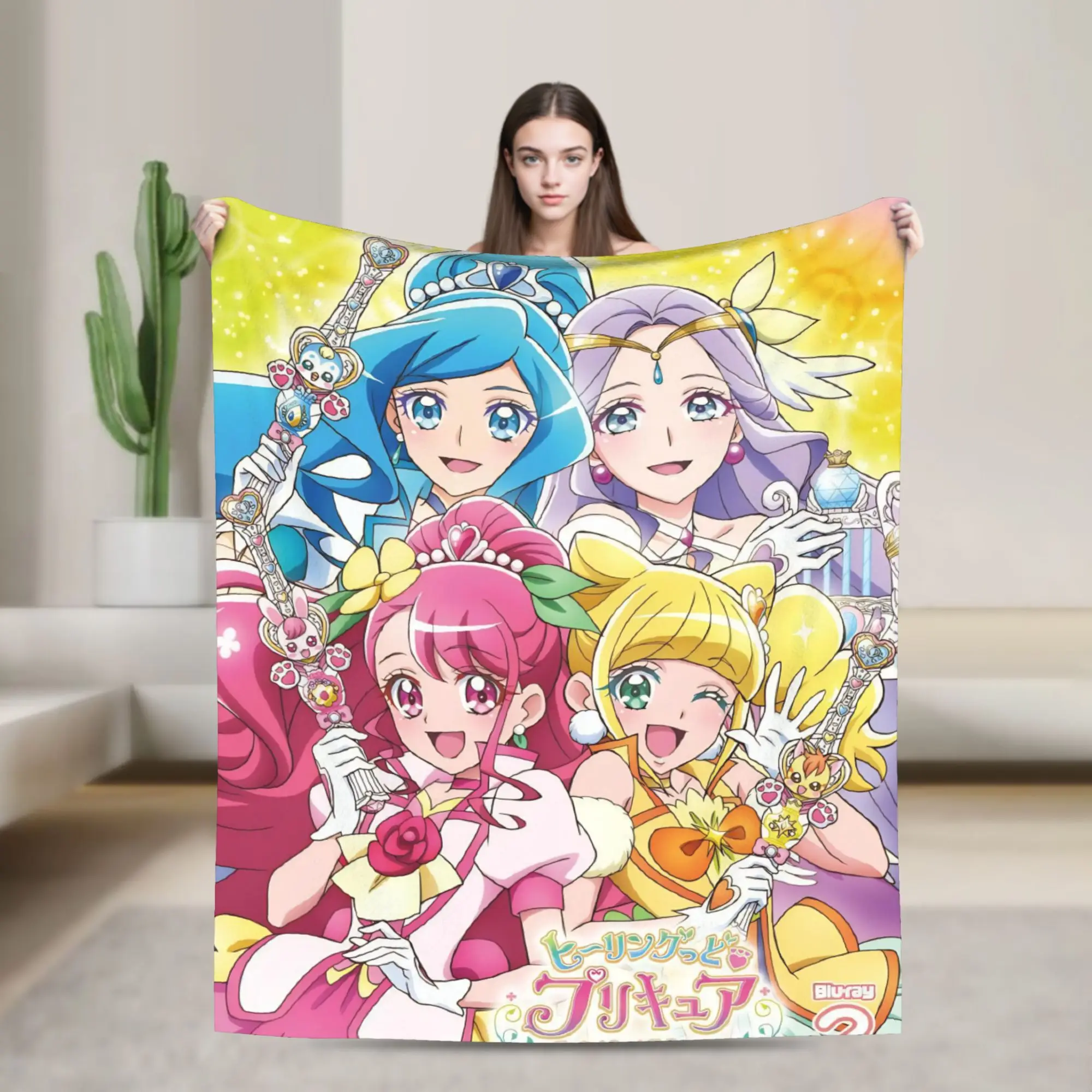 Soaring Sky Pretty Cure Blanket Multiple Sizes Warm Cozy Fluffy  Throw Blankets for Sofa Couch and Bed