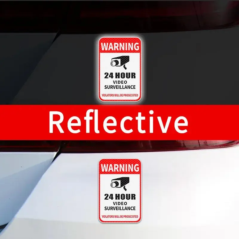 Waterproof Self Adhesive Decal for Car Home Security Decor 1Pc Reflective 24H Video Surveillance Warning Sticker