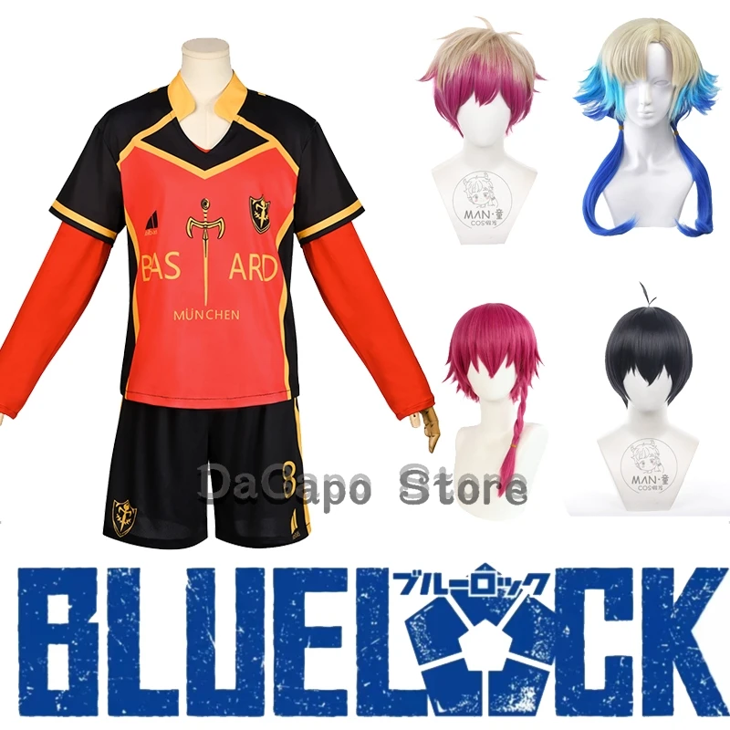 

Blue Loock Aleksis Kaiser Ness Isagi Yoichi Ranze Kurona Одежда для косплея Парик Топ Шорты Спортивная одежда Футбольная форма для вечеринки
