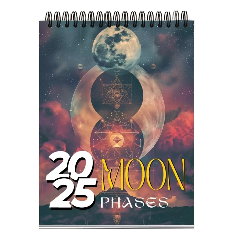 2025 Moon Phases Wall Monthly Calendar 12 Month Referances January 2025 to December 2025 Unlined Daily Blocks Dropship