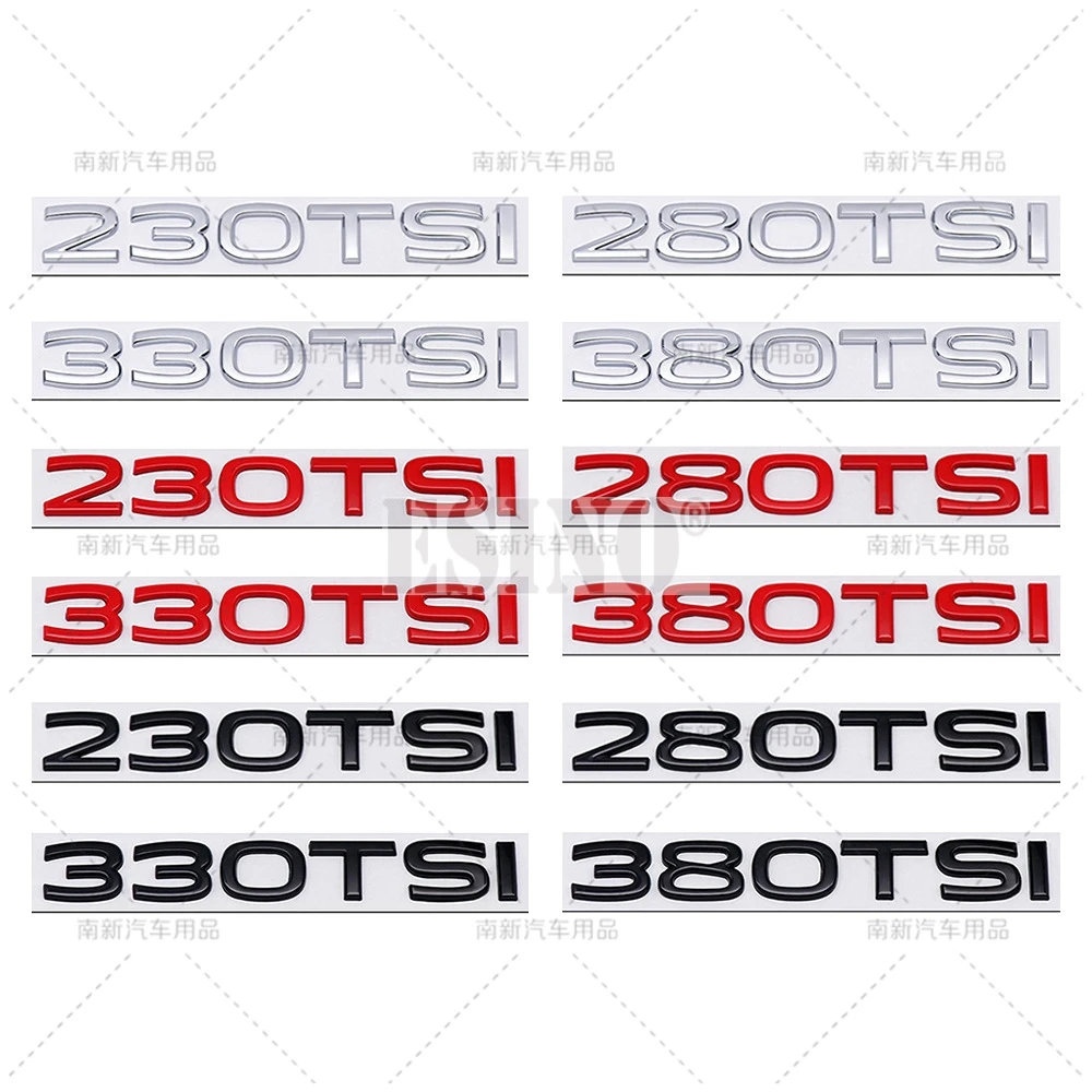 New  Styling 3D 230 280 330 380 TSI Metal Alloy Adhesive Emblem Rear Trunk Badge Fender Sticker Car Body Decal for Volkswagen