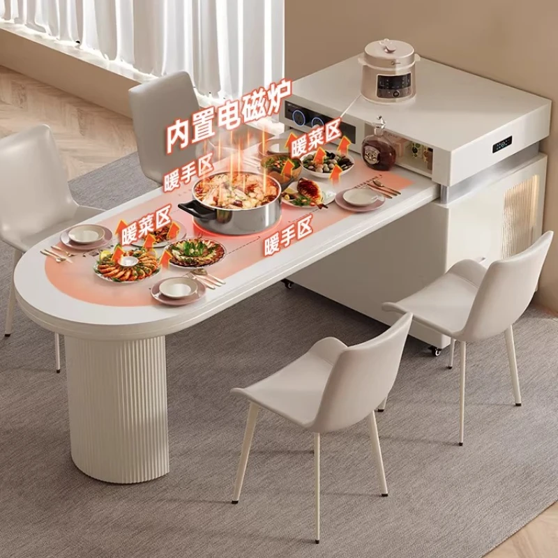 

French Cream Wind Island Dining Table Integrated Retractable Household Dining Table Multifunctional