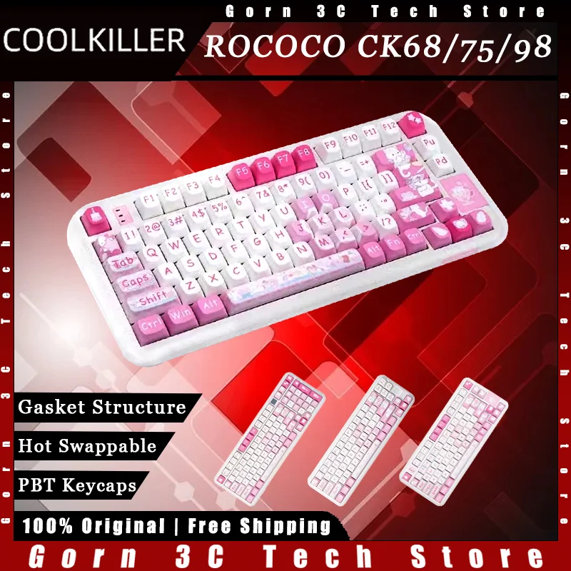 

COOLKILLER ROCOCO CK68 CK75 CK98 Механическая клавиатура Трехрежимная прокладка Структура Игровая клавиатура с горячей заменой Индивидуальный аксессуар для ПК