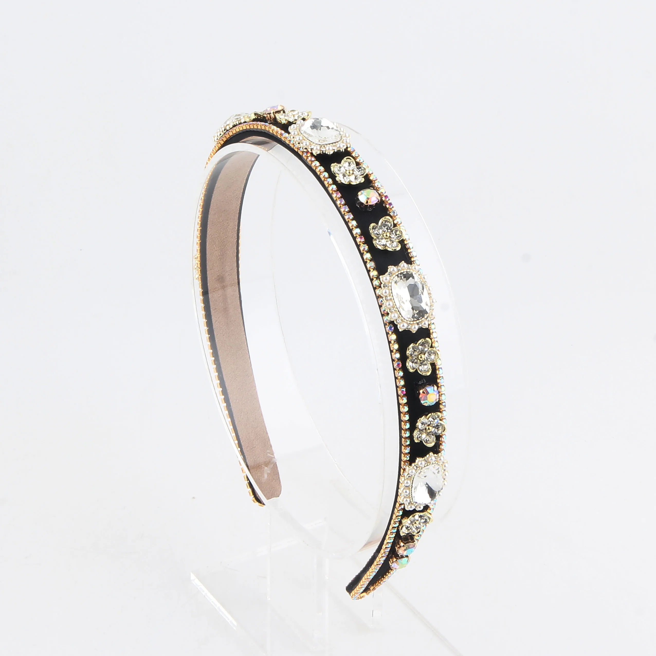 Pearl Rhinestone Luxurious Sponge Hair Band Versatile And Shiny Rhinestone Headband Magnificent Palace Hair Accessories 325