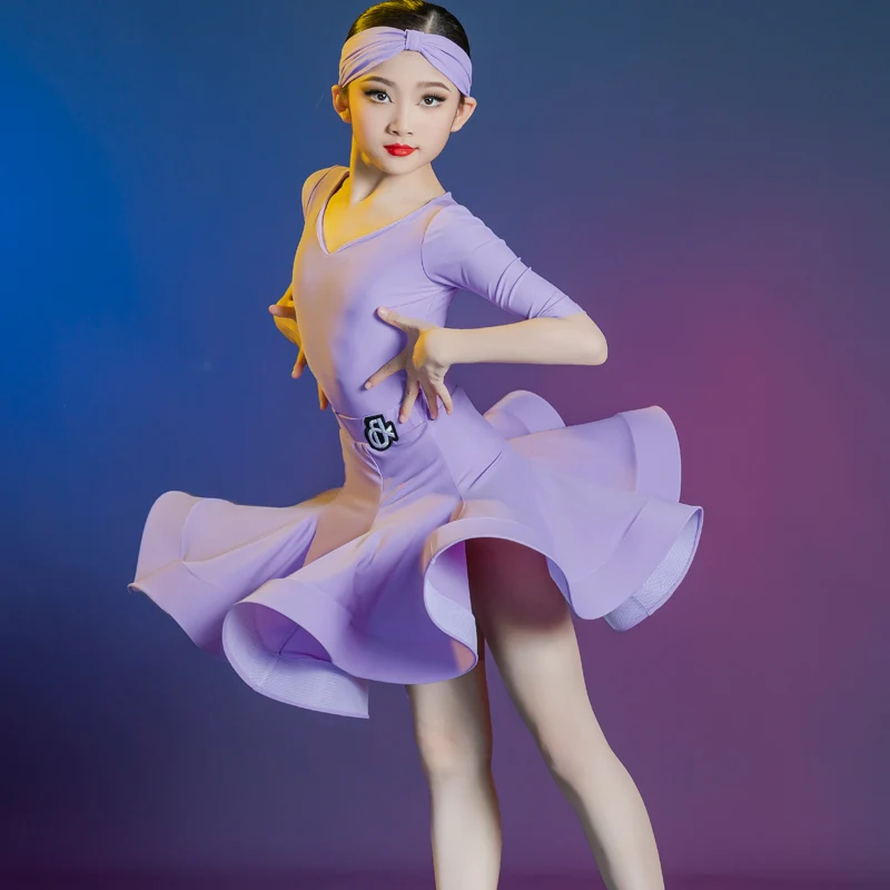 

Детское платье для латинских танцев, кружевное сетчатое платье с длинными/короткими рукавами для девочек, современные платья для бальных танцев, детская юбка для бальных танцев, сальсы, танго