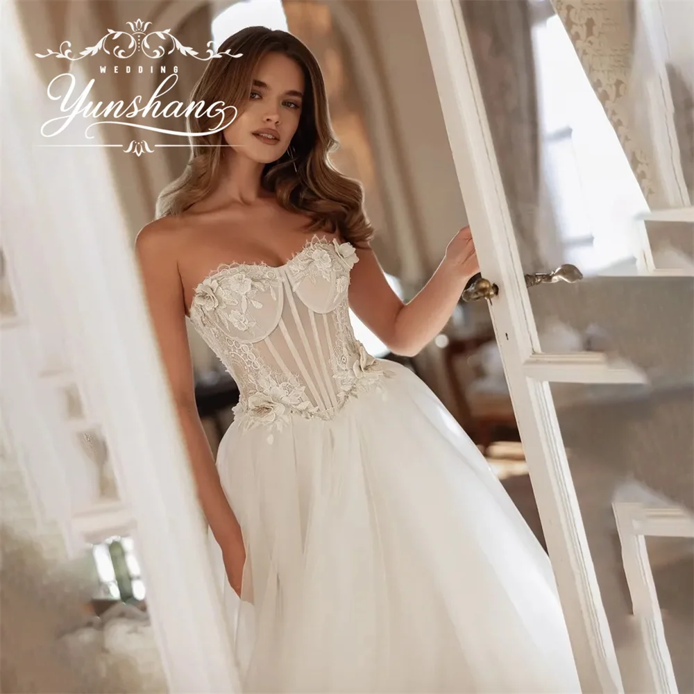 YunShang robe de mariée trapèze sans bretelles personnalisée chérie Lacrosse
