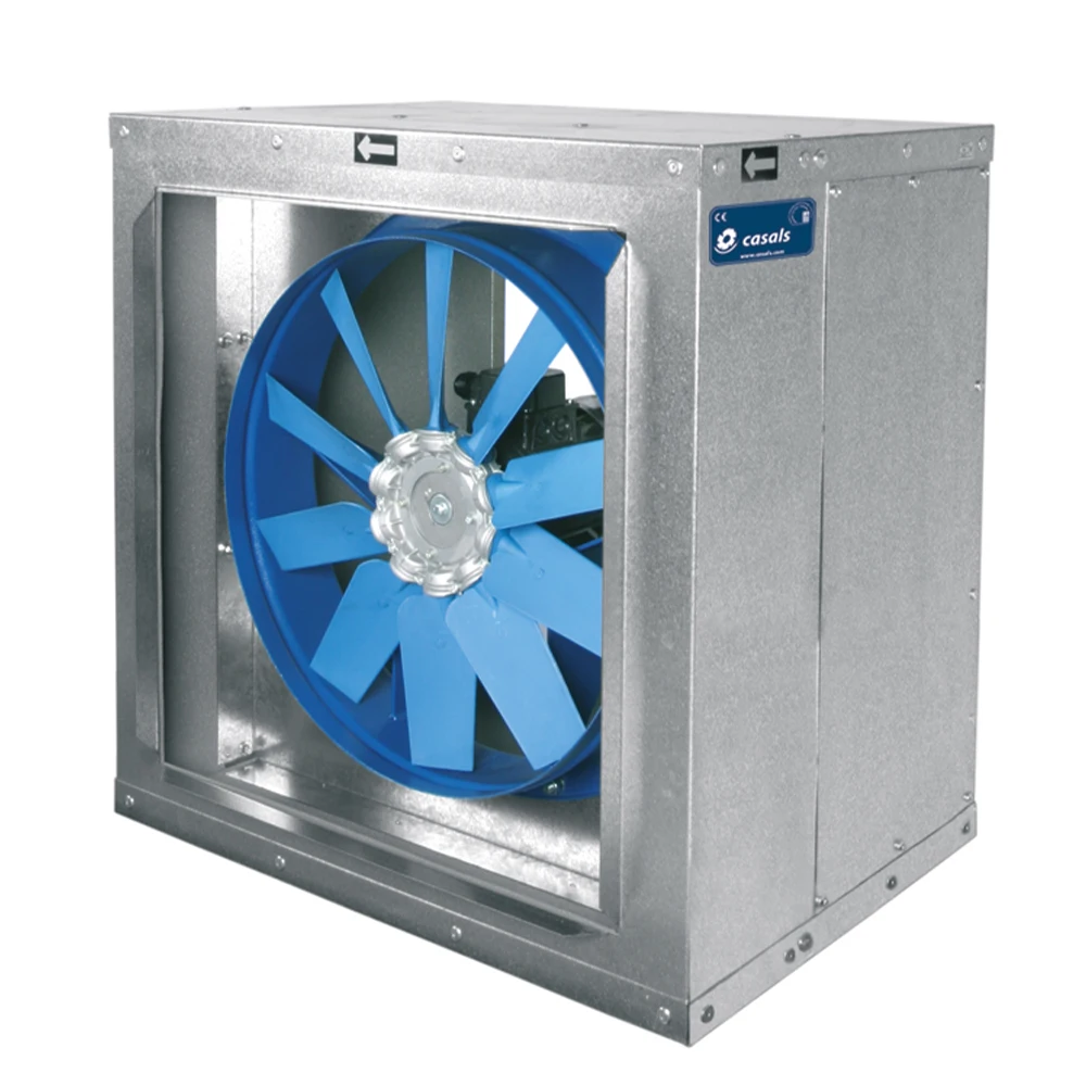BOX HB 63 T4/T8 (A2:6) cabinet axial fan with variable-pitch polyamide impeller, IP55 motor, Class F insulation; airflow range