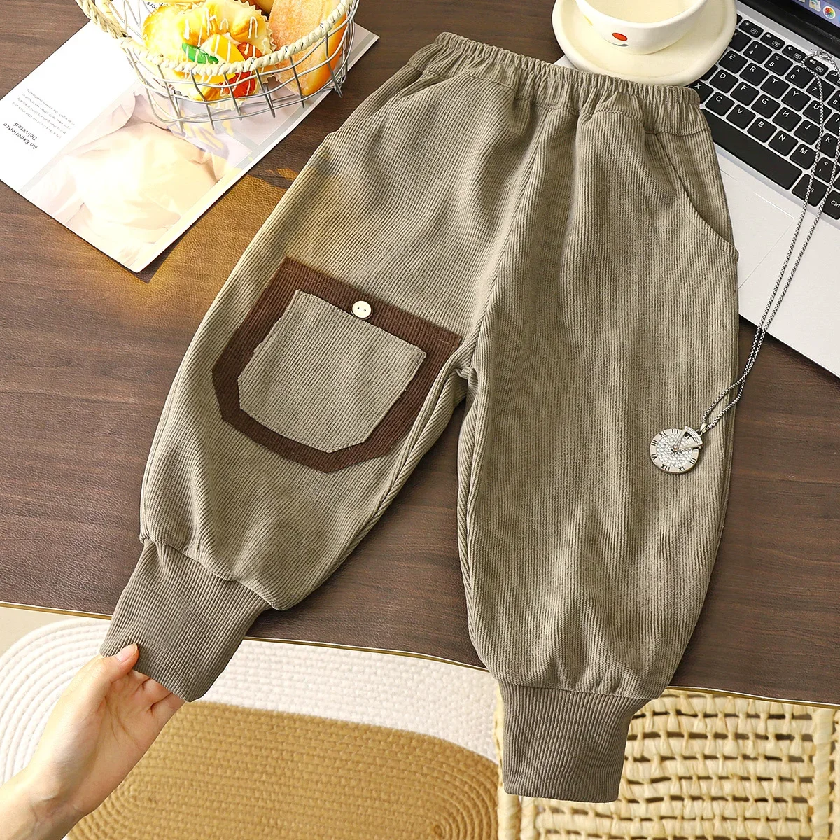 Boys Girl Kids Pants Autumn Winter Tight-fitting Pants Solid Color Casual Pants Boys Girls Jogger Tight-fitting Pants Older Kids
