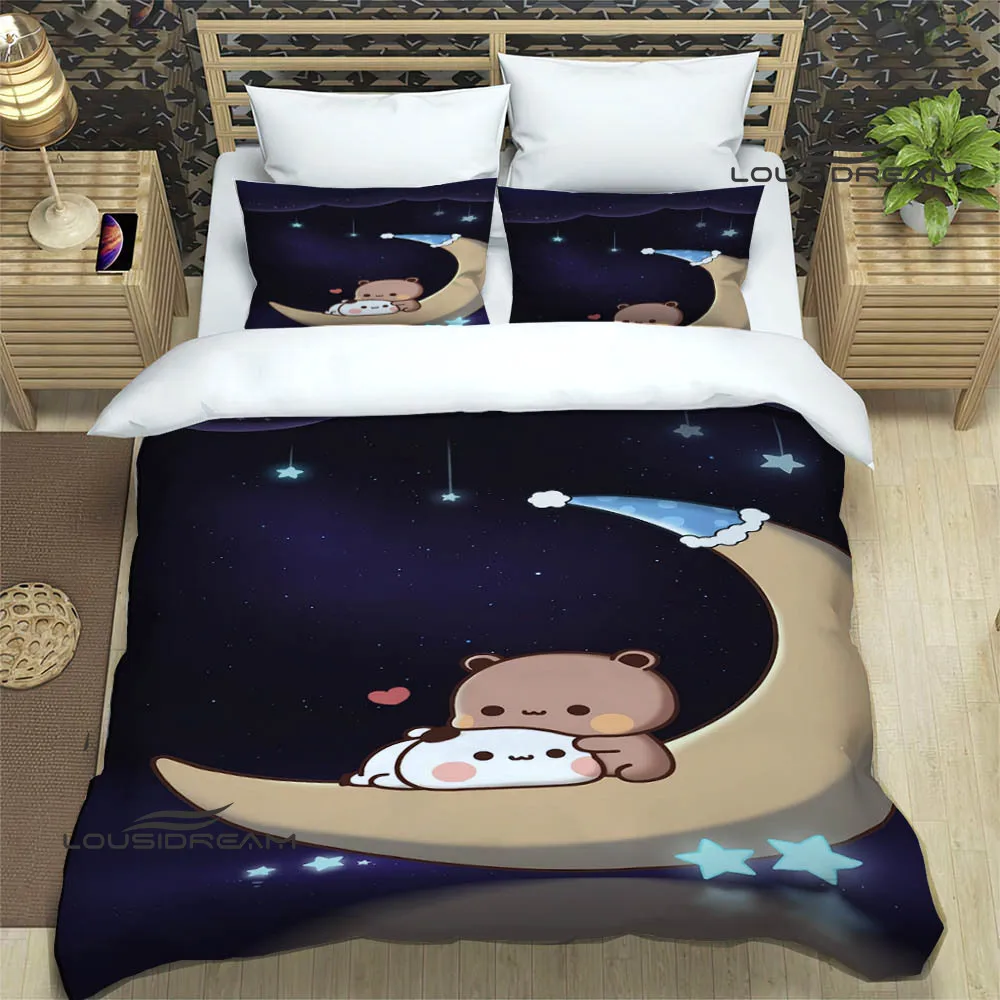 Imagem -02 - Urso Bonito dos Desenhos Animados Impresso Conjuntos de Cama Cama Exquisite Suprimentos Capa de Edredão Consolador de Luxo Presente de Aniversário