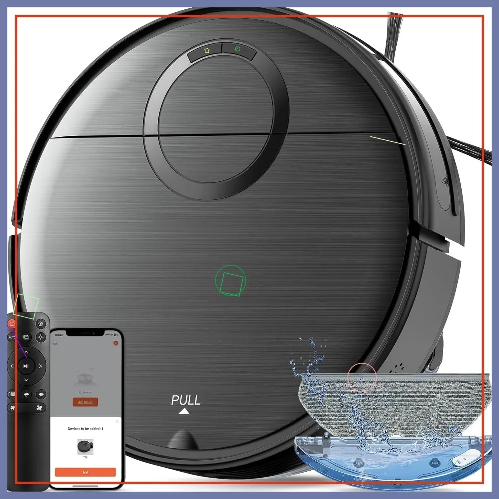 

2-in-1 Robot Vacuum and Mop Combo with Wi-Fi, Strong Suction, Self-Charging for Hard Floors, Pet Hair, Low-Pile Carpet