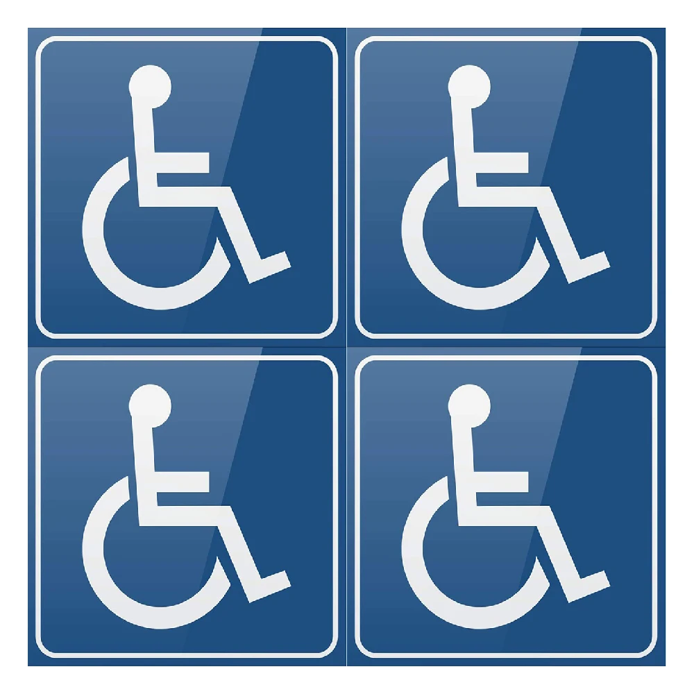4 Sheets Handicap Signs Stickers Decal Symbol Self-Adhesive Disabled Wheelchair Stickers Disability Decal Waterproof 3inch/6inch