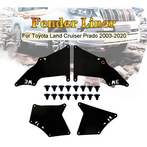 Imagen 2 del producto Protector contra salpicaduras para Toyota Land Cruiser Prado J120 J150 2003 - 2020 LC3 LC4 LC5 sello delantal guardabarros con Clips revestimientos de guardabarros