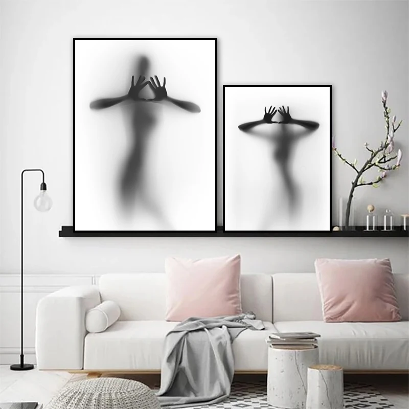 Abstract Mirror Fashion Posters Minimalist Projection Art Figure Canvas Painting Couple Hazy Nordic Bedroom Corridor Home Decor