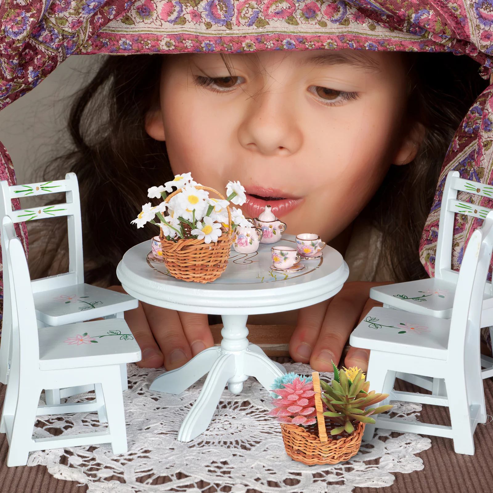 

Mini Rattan Basket Hand Woven Small Flower Girl Basket Portable Wicker Picnic Candy Holder Wedding Flower Handle