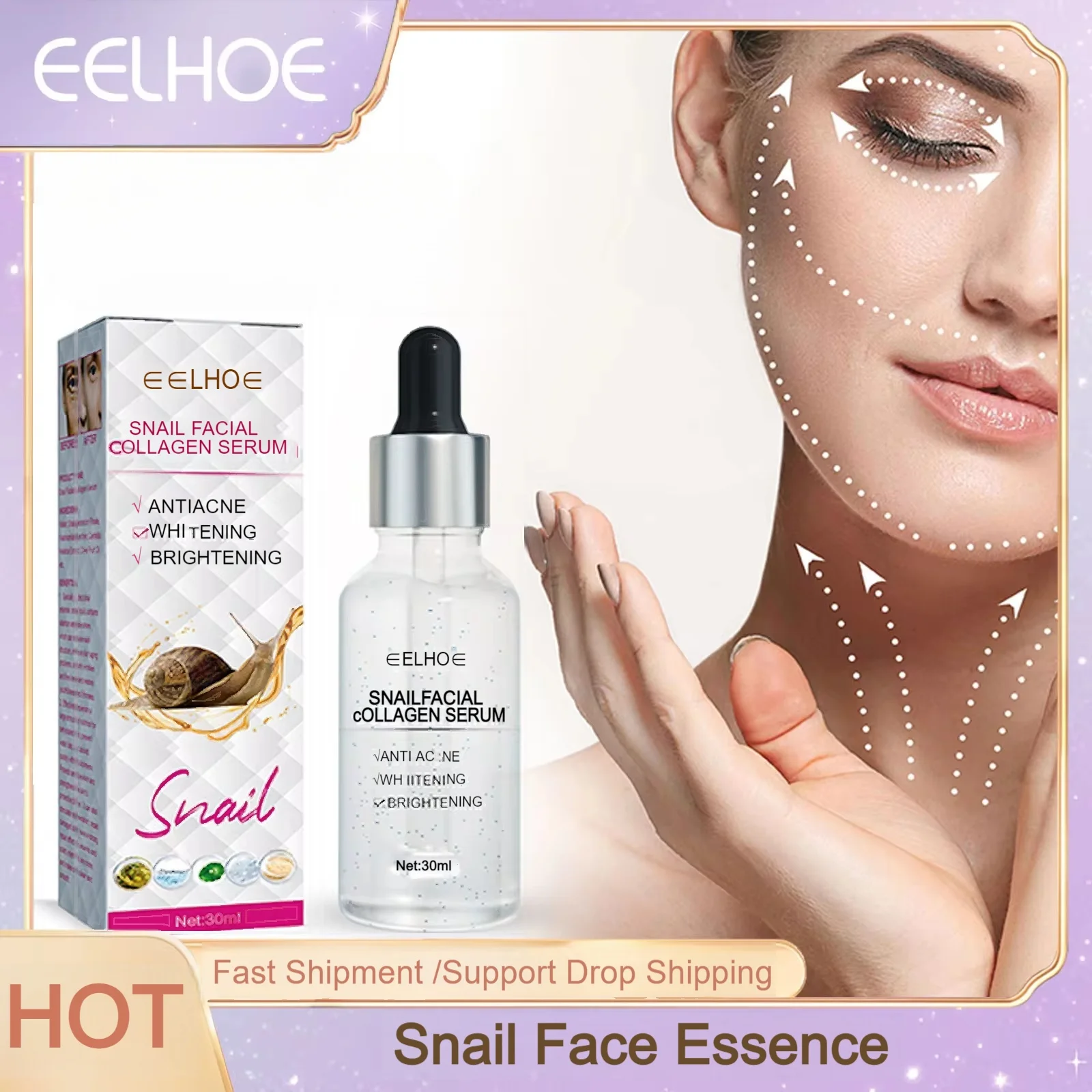 

Snail Anti Wrinkle Essence Moisturizer Hydrating Improve Drying Fade Fine Lines Acne Marks Whiten Firming Skin Anti Aging Serum