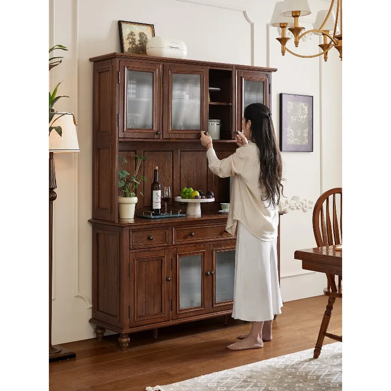 

Американский ретро-шкаф из массива дерева для столовой, тумба для хранения, чайный шкаф, винный стеллаж, ясень