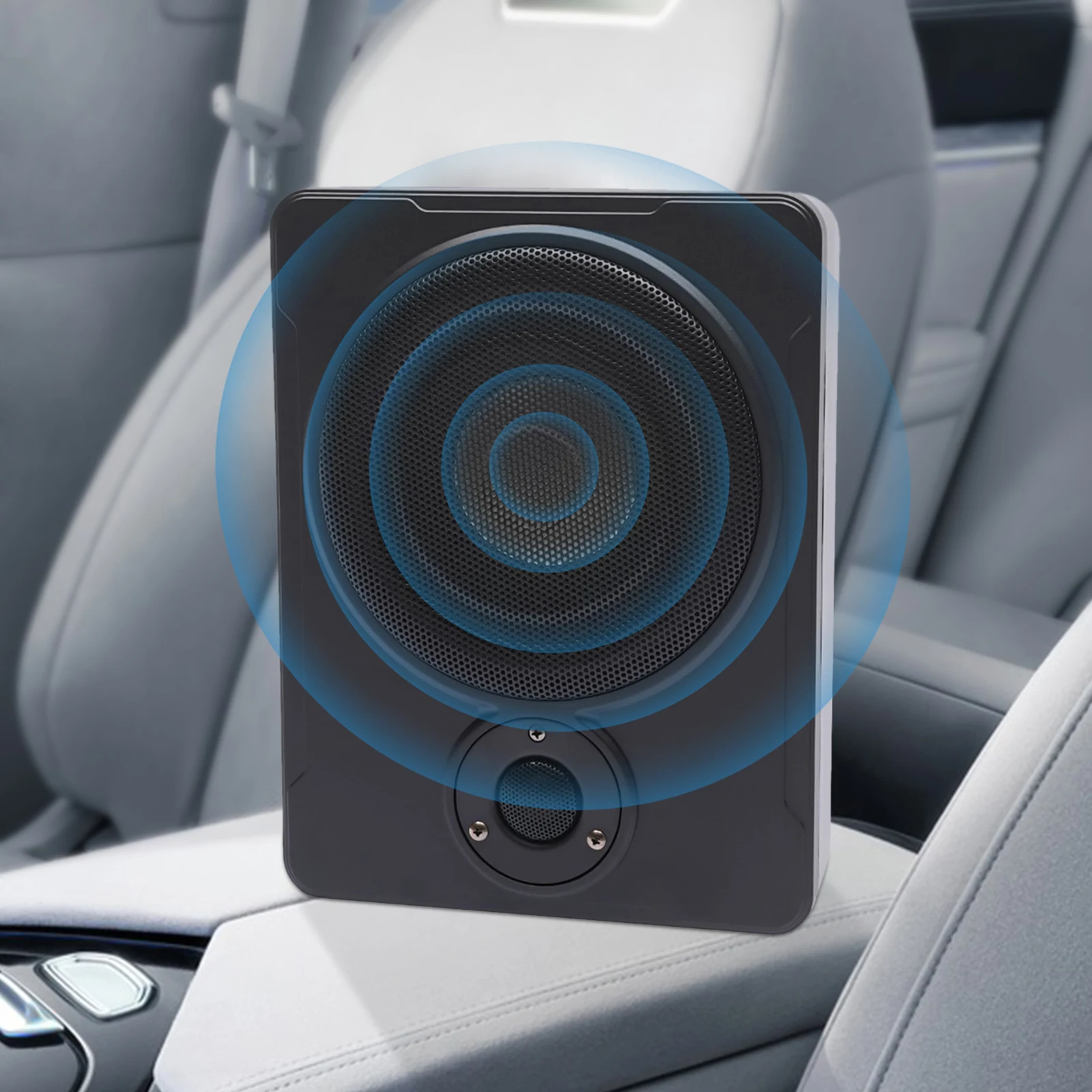 Sistema de subwoofer amplificado de perfil bajo de 8 pulgadas con cajas y gabinetes, subwoofer alimentado por debajo del asiento, subwoofer activo para coche y camión