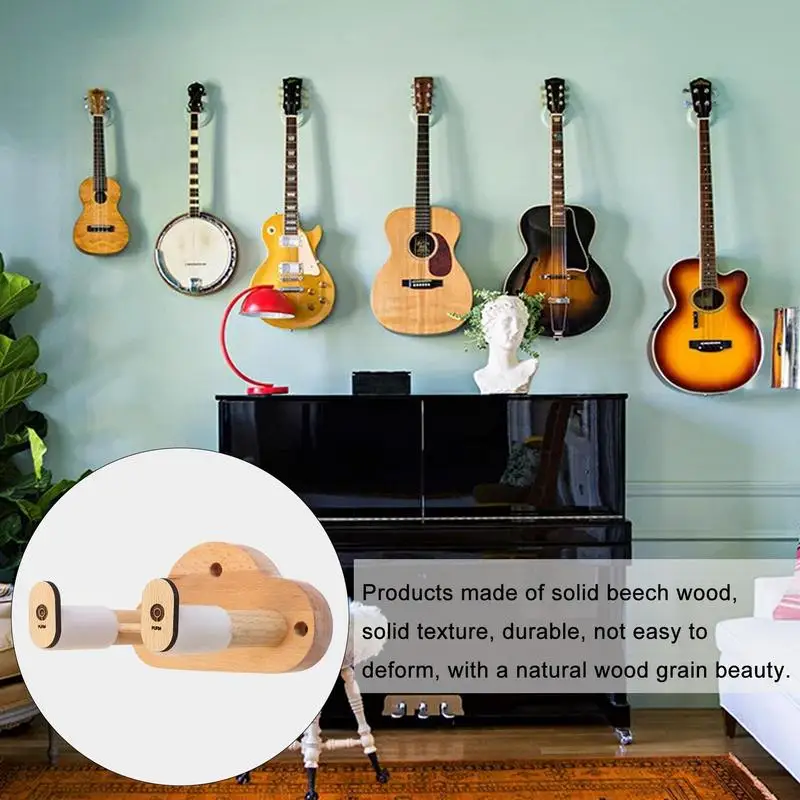 Wooden Guitar Hanger Hook Wall Mount Non-slip Holder Stand For Guitar Ukulele Violin Bass Guitar Instrument Accessories