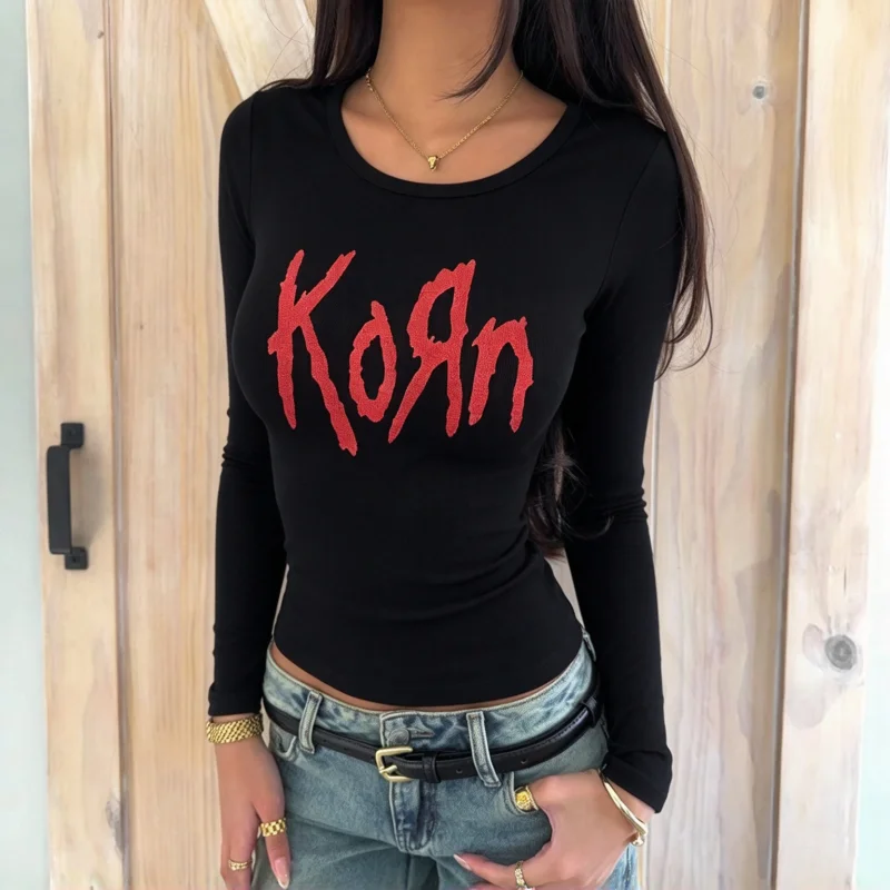 American Unique Pure Desire Long Sleeve T Shirt For Women Hot Girl Slim Fit Figure Flattering Versatile Base Top