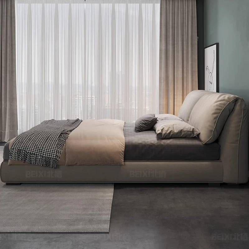 Minimalism Deluxe Bed Double wooden fashion comfortable modern beds home Mid-century camas moderrnas inteligentes room Furniture