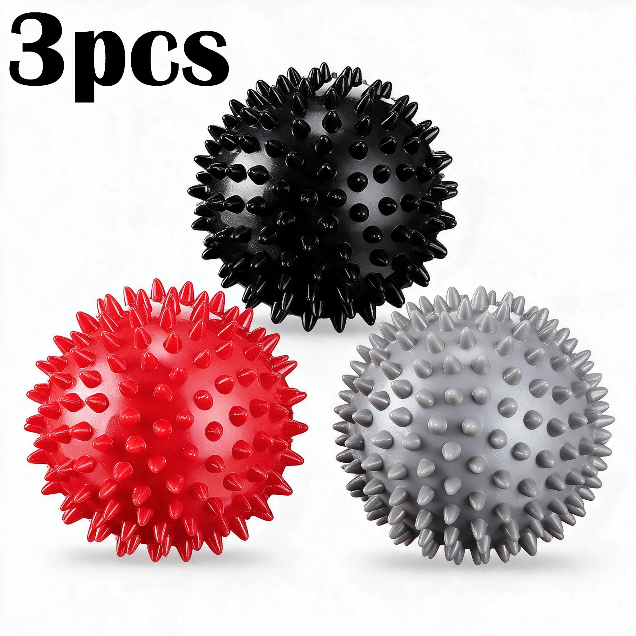 3PCS Durable PVC Spiky Massage Ball Trigger Point Fitness Hand Foot Pain Relief Plantar Fasciitis Reliever Hedgehog 7cm Balls