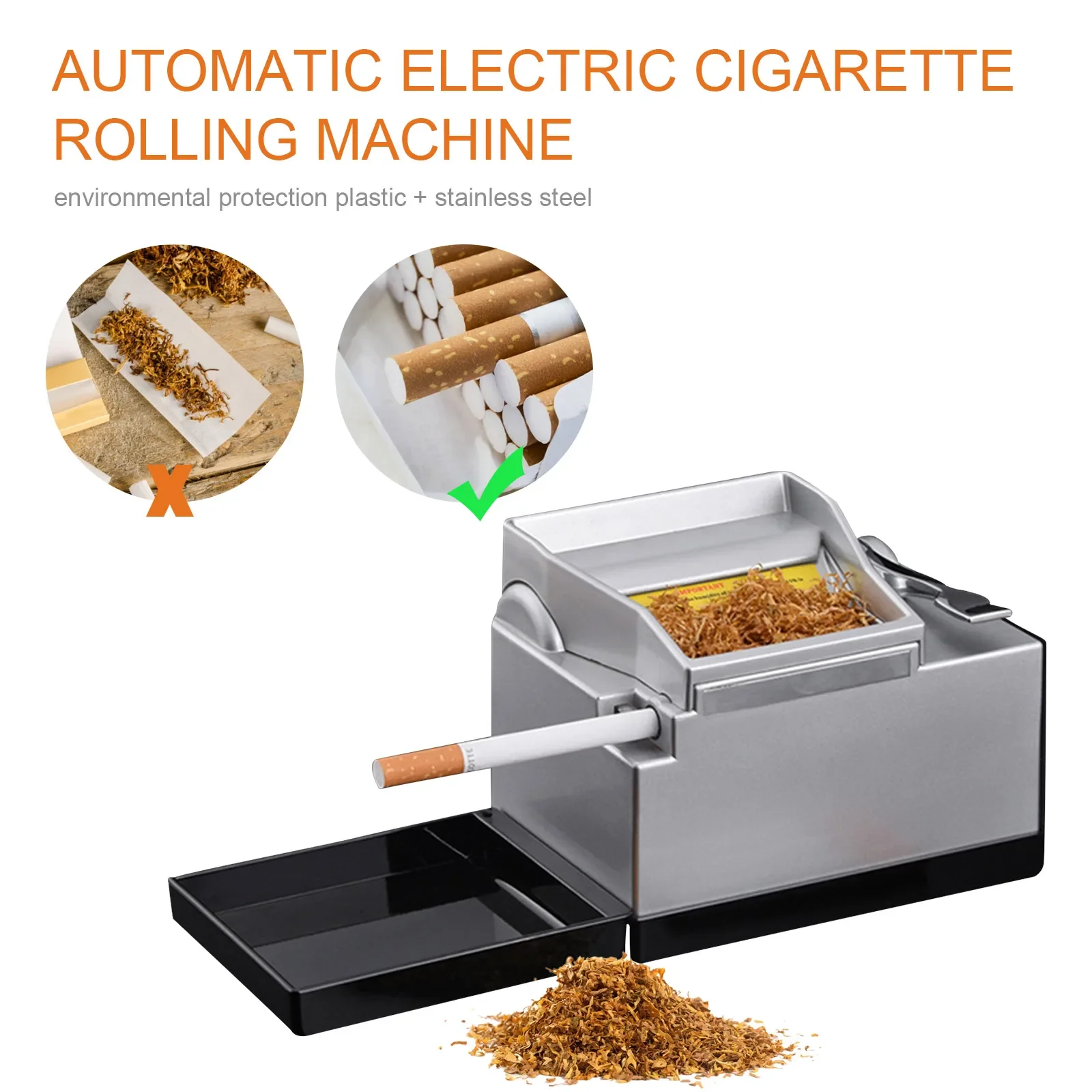 CRUSHER 6.5/8MM Electric Tobacco Rolling Machine Push-pull Type Winding Roller Cigarette Wrapping Maker DIY Smoking Accessories