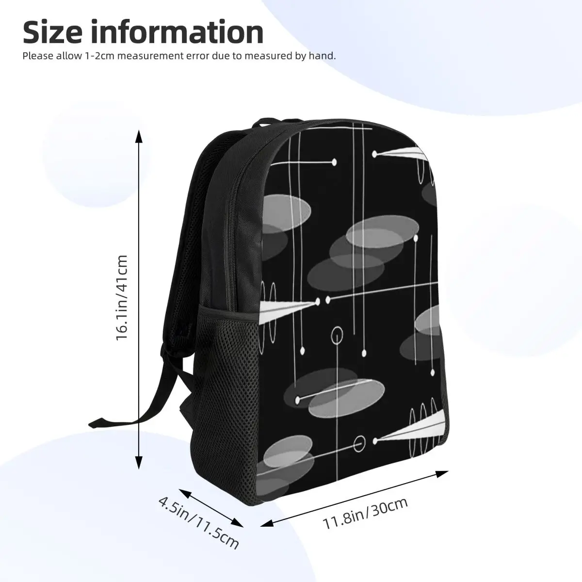 Mid-Century Atomic Space Age Student Backpack School Bag Hiking Travel Daypack for Boys Girls Fashion Bookbag Shoulder Bags