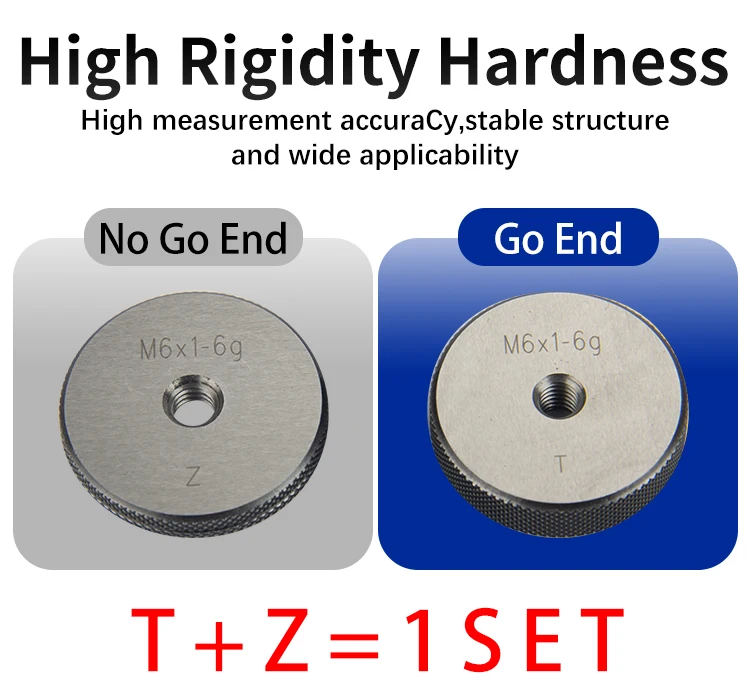 2PCS/Set 60-Degree Metric Thread Ring Gauge 6G M2-M20 Taper Gauge Measuring Tool for Precision Engineering