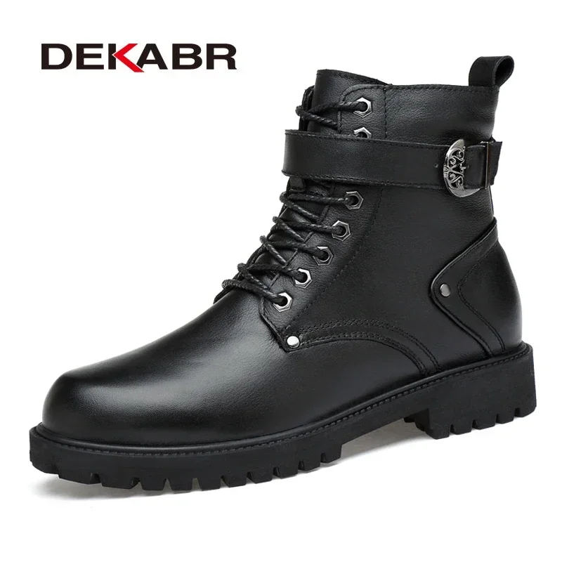 DEKABR – bottines à lacets en cuir véritable pour homme, chaussures de travail, de sécurité, de haute qualité, Style Punk, moto, hiver