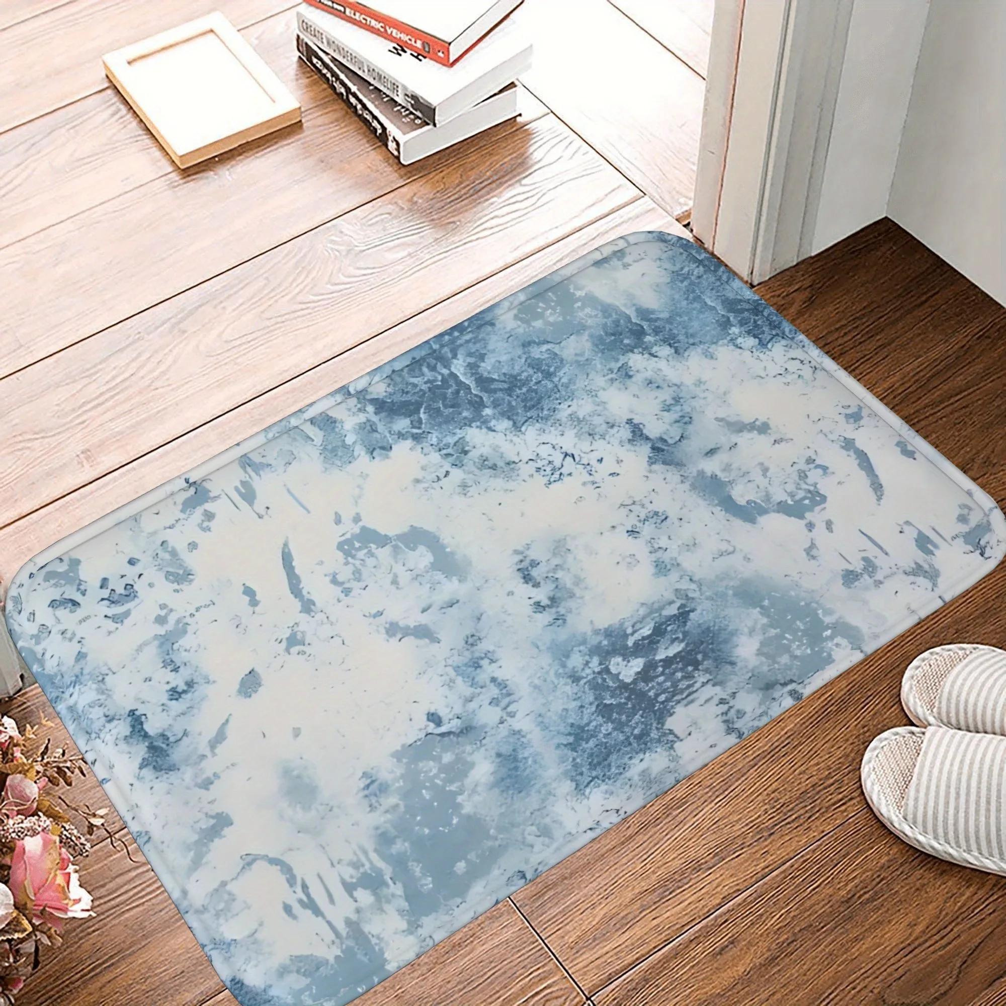 

1PC Marbled Watercolor Kitchen Rug Non-Slip Door Mat Pop design Bathroom Rug Bath Mat Carpet for Home Sink Laundry ecoreeree