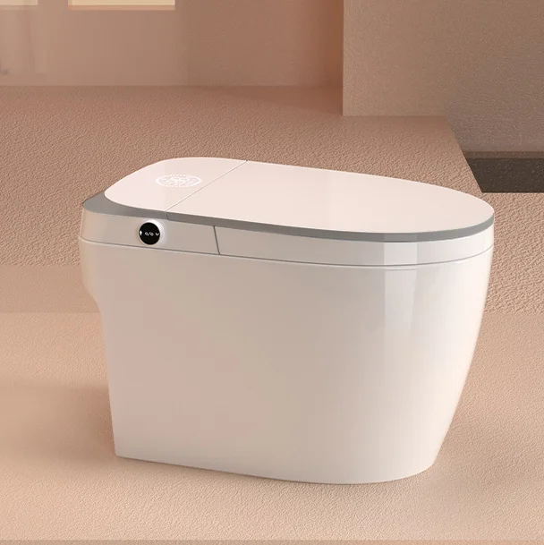 

Modern High-Tech Smart Toilet With S-Trap Square Design In-Built Water Tank Bidet Remote Control Advanced Seat Heating