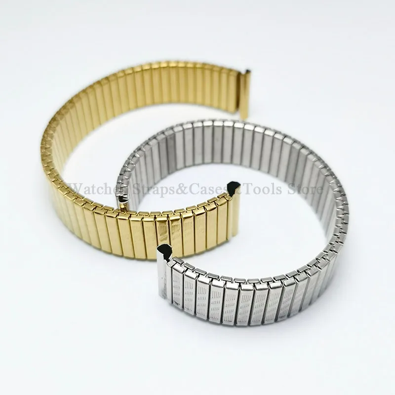 12/14mm 16mm 18mm 20mm Stainless Steel Elastic Stretch Strap Metal Expansion Silver Gold Wristband for Huawei Men Women Bracelet