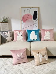 Embroidered rabbit pillowcase Velvet plush cuddly pillow case sofa upholstery cushion comfortable decorative pillowcase