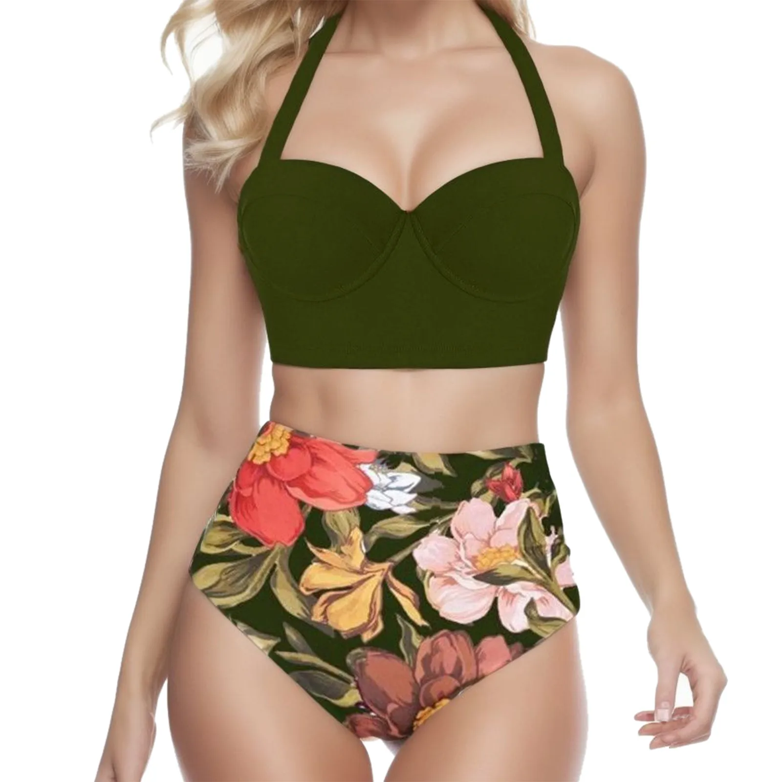 Sexy Floral Print Bra & Brief  Bikini Set Swimsuit Women High Waist Y2k Swimwear Tankini Cover Up Spring Summer Beach Mujer