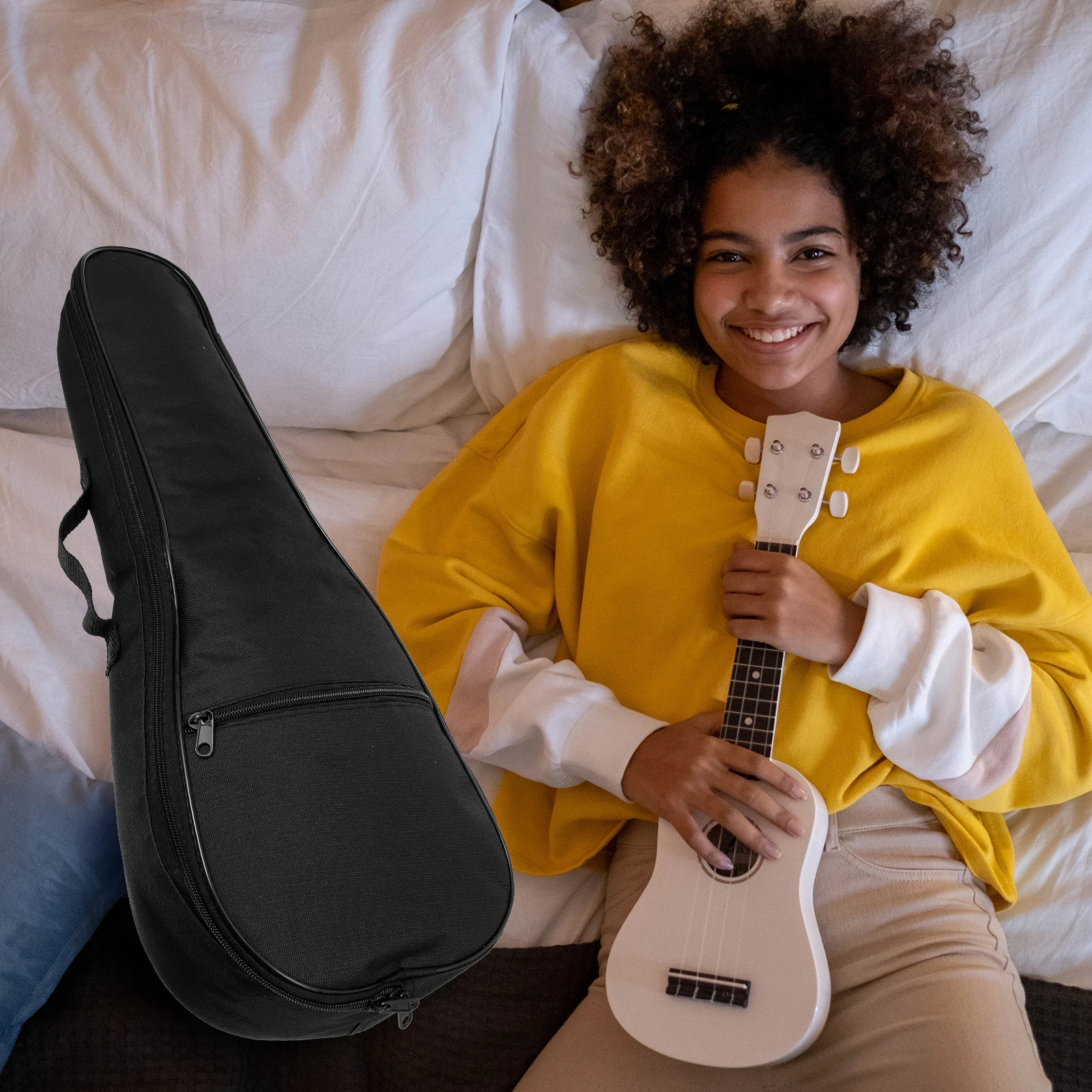 Tas Ukulele Portabel 21 Inci Kain Oxford Tahan Air Tas Penyimpanan Pembawa Perjalanan Luar Ruangan Tas Ukulele Tahan Air