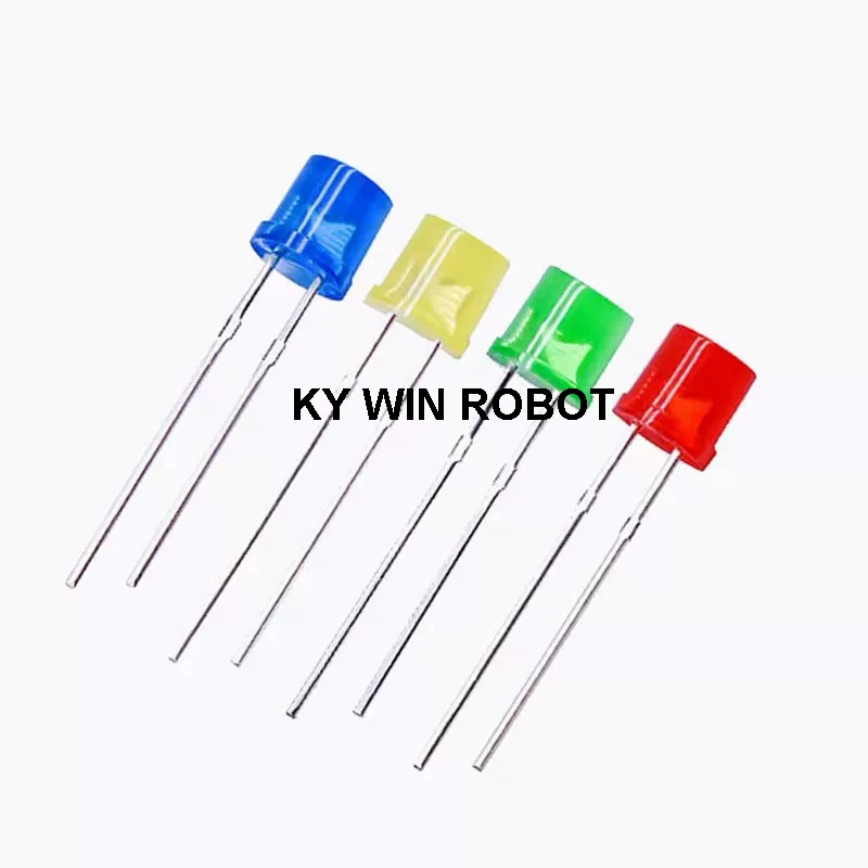 100pcs 5mm Flat Top White Red Yellow Blue Green Assorted Kit Lamp Diode LED Ultra Bright Bulbs Emitting Diodes F5 5 mm DIY Light